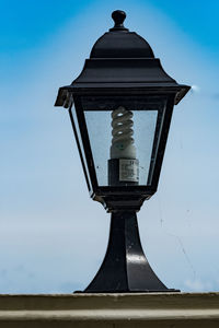 Low angle view of column against sky