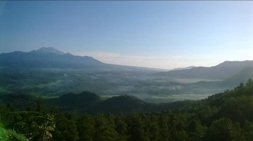 Scenic view of mountains against clear sky