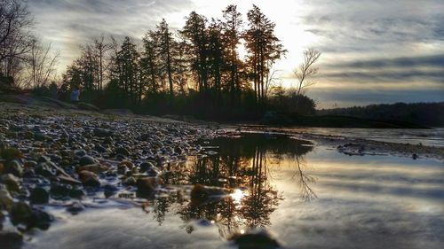 Scenic view of sunset over lake