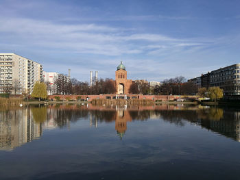 Reflection of buildings in water