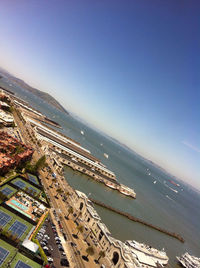 Scenic view of sea against blue sky