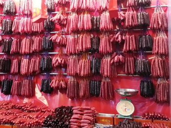 Close-up of red lanterns