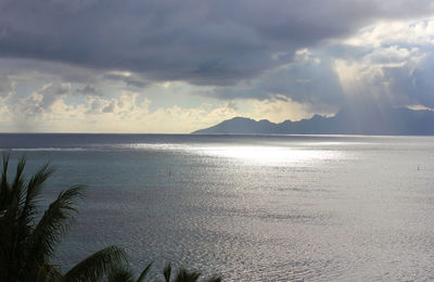 Scenic view of sea against cloudy sky