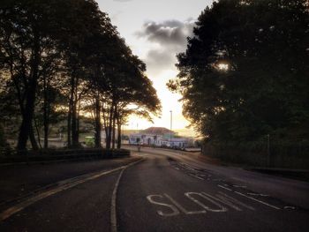 Empty road at sunset