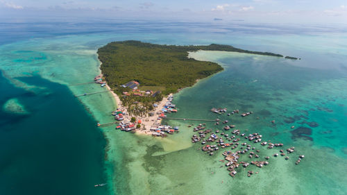 High angle view of beach against sky