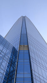 Low angle view of glass building against sky