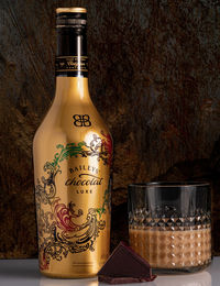 Close-up of wine bottles on table