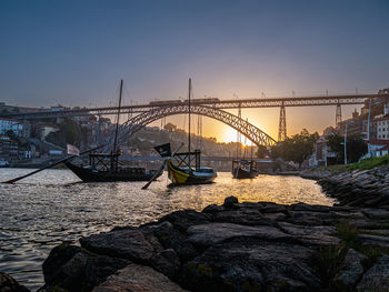 Bridge over river against clear sky