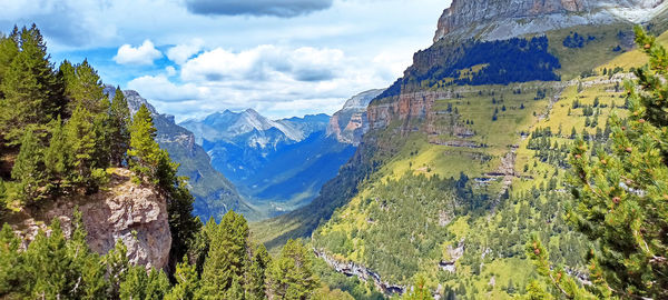 Panoramic view of landscape and mountains against sky