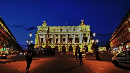 Low angle view of building at night