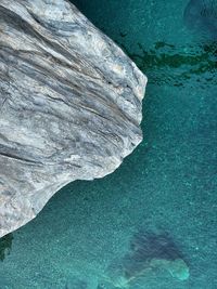 High angle view of rock formation in river