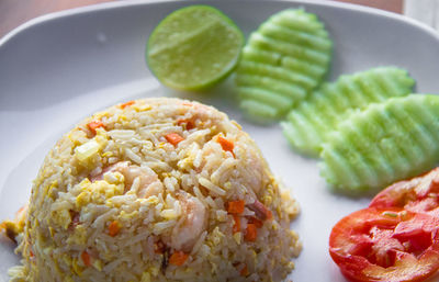 Close-up of breakfast served on table