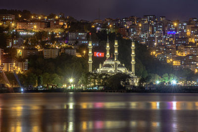 Illuminated city at night