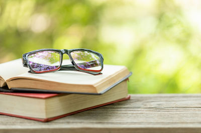 Close-up of sunglasses on table