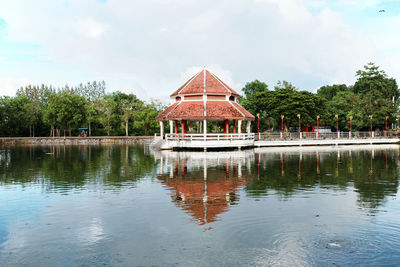 Scenic view of lake against sky