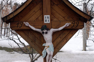 Information sign on snow