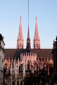 Low angle view of temple building against clear sky