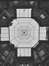 Low angle view of skylight in old building