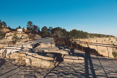 Scenic view of mountain against clear blue sky at grand canyon national park