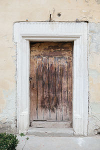 Closed door of old building