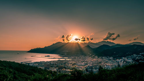 Scenic view of sea against sky during sunset