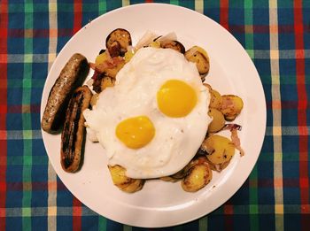 Directly above shot of breakfast served on table