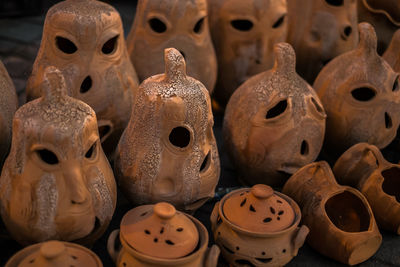 Traditional romanian handmade ceramics market at the potters fair from sibiu, romania