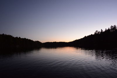 Scenic view of calm lake at sunset