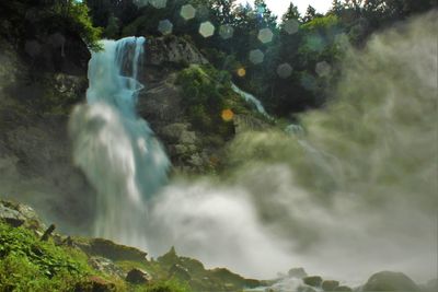 Scenic view of waterfall