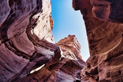 Low angle view of rock formations