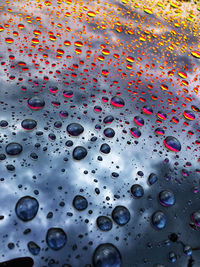 Full frame shot of wet glass