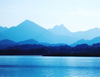 Scenic view of lake and mountains