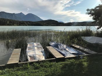 Scenic view of lake against sky