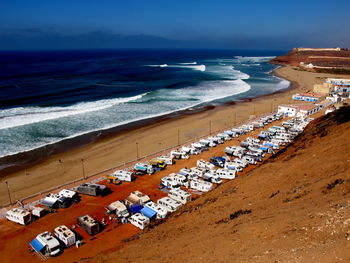 High angle view of beach against sky