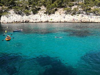 Man swimming in sea