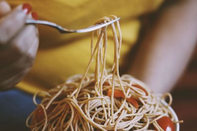 Noodles and hot sauce