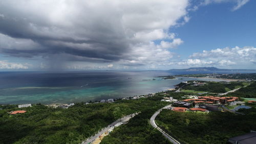 High angle view of sea against sky