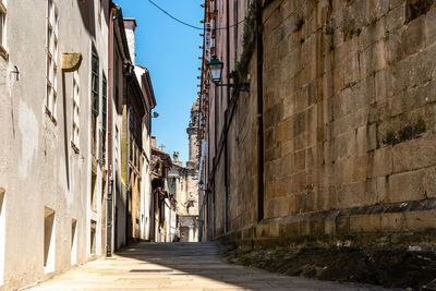 Old street with no people in medieval town of santiago de compostela