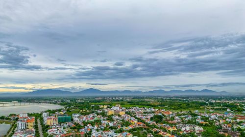 High angle view of townscape against sky