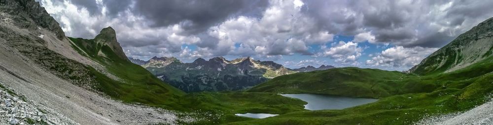 Panoramic view of mountains against sky