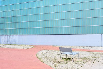 Blue wall of building