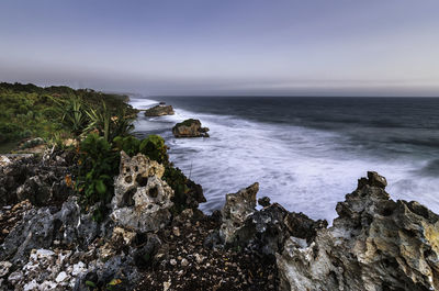 Scenic view of sea seen from cliff