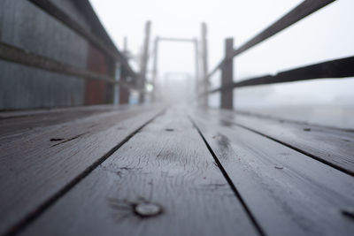 Surface level of bridge against sky