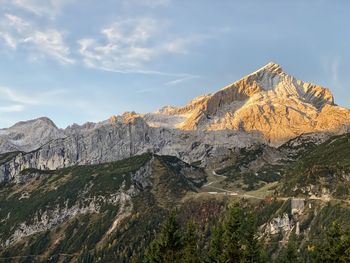 Scenic view of rocky mountains against sky