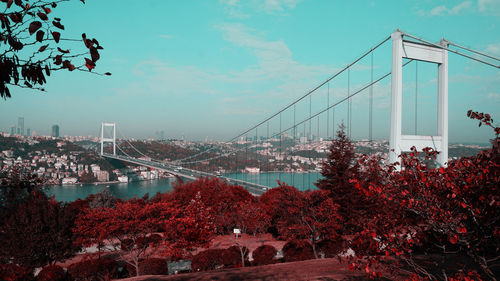 View of suspension bridge against sky