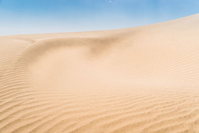 Sand dunes in desert against sky