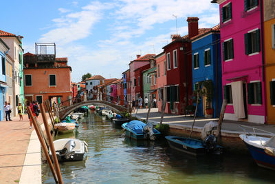 Boats moored at canal