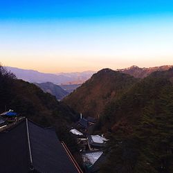 Scenic view of mountains against clear sky