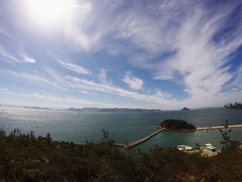 High angle view of calm blue sea