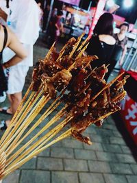 Full frame shot of meat on barbecue grill